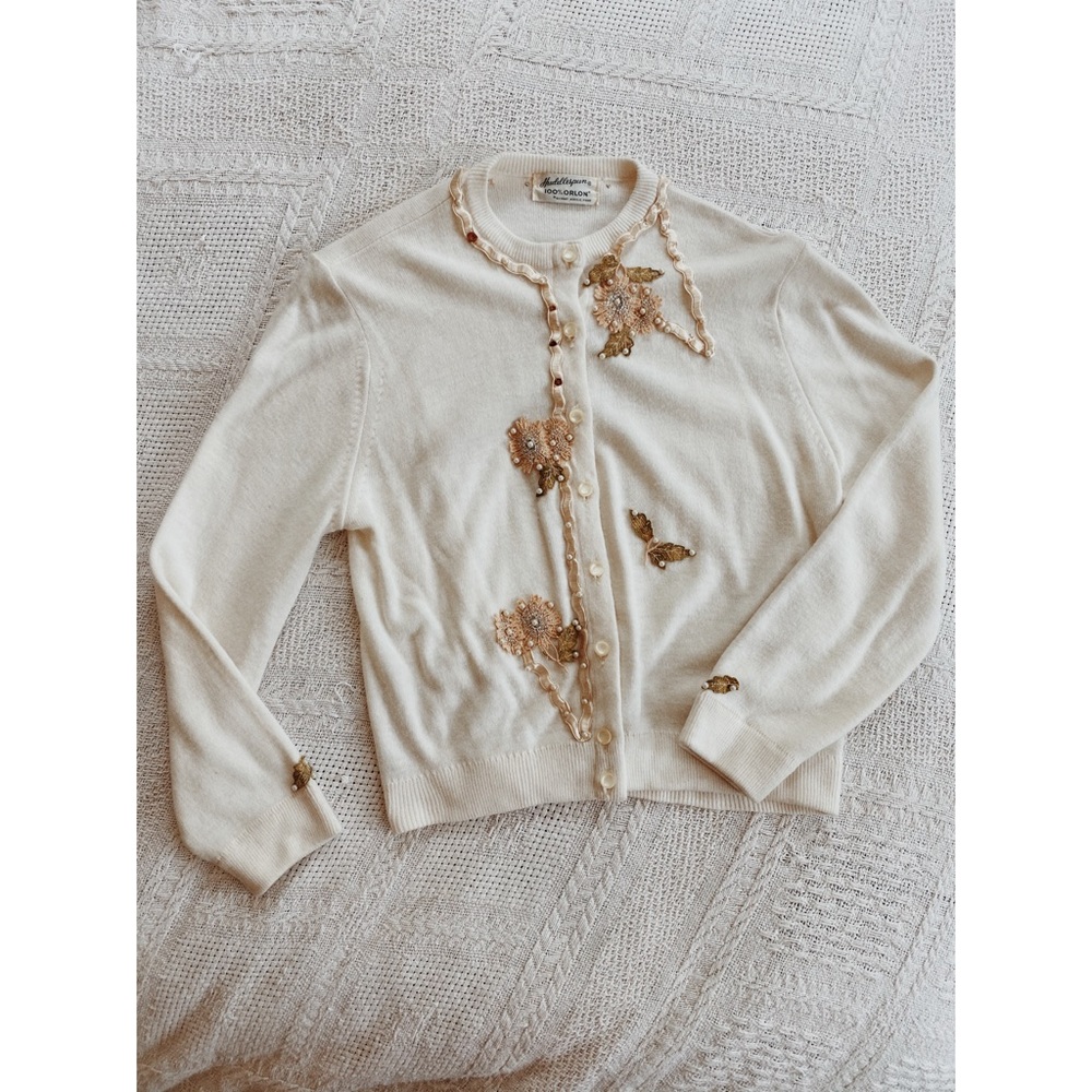 Vintage 60s Ornate Acrylic Cardigan - S